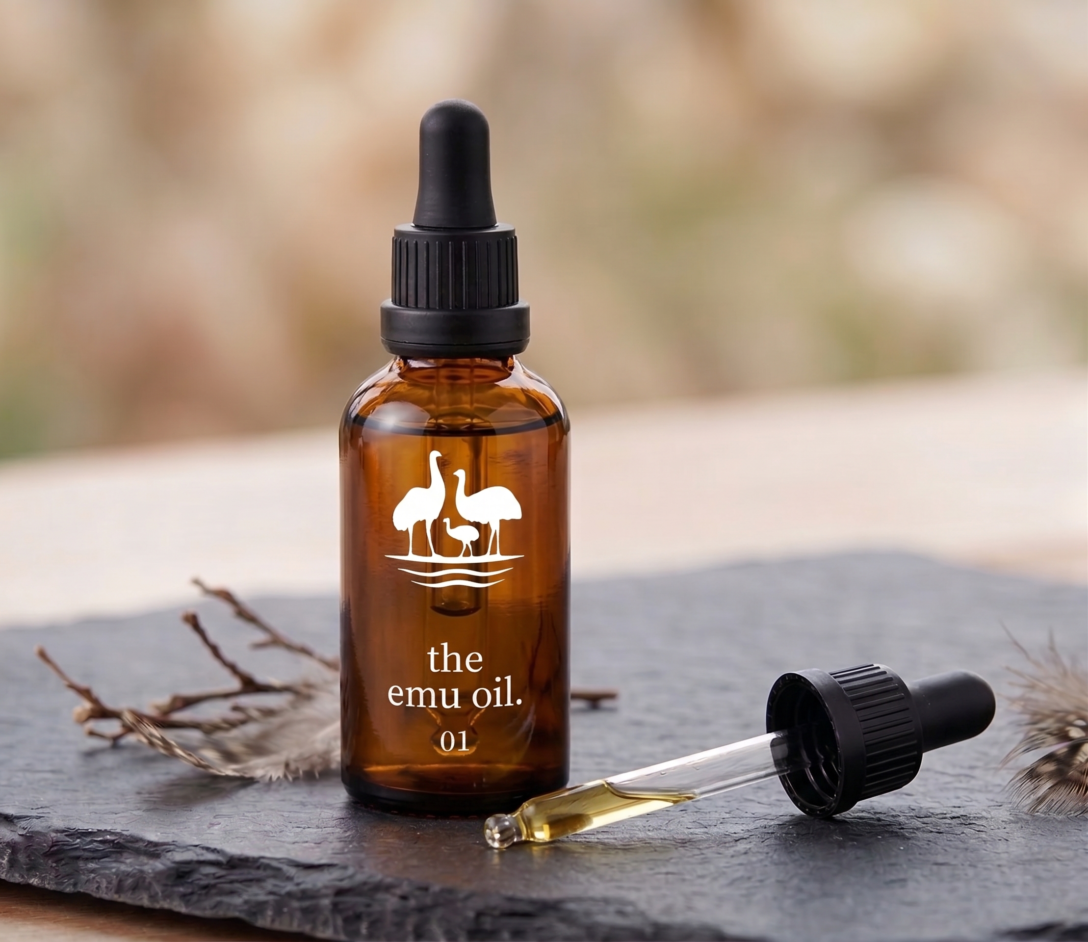 Emu Oil 01 eļļas pudelīte ar pipeti